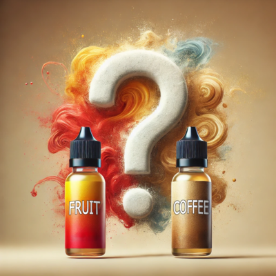 deux e-liquides avec un point d'interrogation