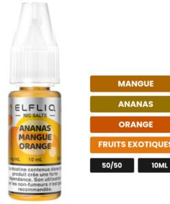 E-liquide Ananas Mangue Orange Elfliq sel de nicotine 10 ml