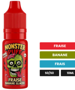 E-liquide Fraise Banane Glacée Monster Puff sel de nicotine 10 ml