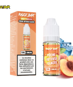 E-liquide Juicy Peach Ice Razz Bar sel de nicotine 10 ml