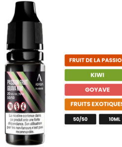 E-liquide Passion Fruit Guava Kiwi Adalya sel de nicotine 10 ml
